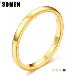 Wedding Rings Somen 2mm Women Ring Thin Tungsten Carbide Ring 4 Colors GoldRose GoldSilver Color Polished Classic Female Wedding Band Simple 24329