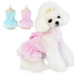 Dog Apparel Pet Dress Sweet Comfortable Cotton Lovely Bowknot Princess Puppy Skirt For Spring