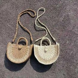 Bag Casual Half Moon Straw Women Handbags Rattan Shoulder Crossbody Bags Wicker Woven Summer Beach Large Tote Bali Travel Purse 2024