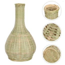 Vases Plant Decor Bamboo Vase Basket Container Tabletop Flower For Arrangement Farmhouse