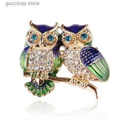 Pins Brooches Fashion Multicolour Enamel Cute Owl Brooches For Women Luxury Temperament Inlaid Rhinestone Animal Brooch Pins Jewellery Gifts Y240329