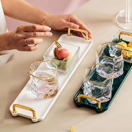 Tea Trays Luxury Tray Ceramic Rectangular Teapot Household Nordic Coffee Cup Exquisite Decorative Plateau Decoratif Service