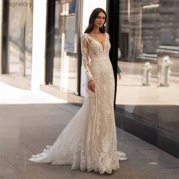 Urban Sexy Dresses Exquisite Wedding Deep V-Neck Bridal Gowns Lace Appliques Long Sleeves Floor Length Robes For Brides Vestidos De Novia yq240329