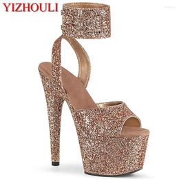 Dance Shoes 7 Inches Sexy Sequined Fabric Sandals 17 Cm Heels For Stage Parties Nightclub Pole Dancing Exercises