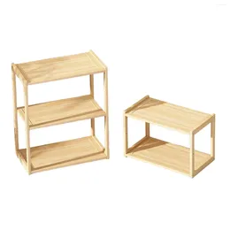 Kitchen Storage Wood Rack Counter Desktop Supplies Men Rustic Tabletop Display Shelf