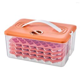 Baking Moulds Press Type Ice-Cube Maker Silicone Ice Tray Making Mould Storage Box Lid Trays Bar Kitchen Square Cubic Container Orange