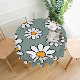 Table Cloth Retro Daisy Tablecloth Flowers Round For Events Christmas Party Cover Graphic Decoration