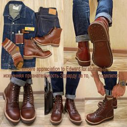 Boots YQ8111 Red Tornado Size 3550 Super Quality Genuine Cowhide Leather Handmade Goodyear Welted American Boots Custom Made Service