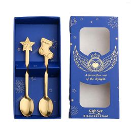 Flatware Sets 2/4 PCS Christmas Coffee Espresso Spoons Classic Xmas Set Stainless Steel Made Kitchen Tableware