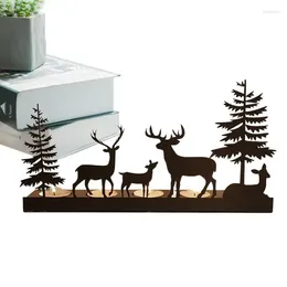 Candle Holders Reindeer Tealight Holder Christmas Candlestick Modern Black Metal Decor For Bedroom Balcony Dining Table