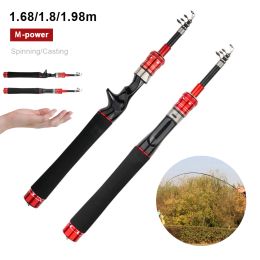 Rods Telescopic Fishing Rod 1.8m/2.1m/2.4m Carbon Fibre Spinning Casting Rod Portable Fishing Pole for Freshwater Bass Carp Saltwater