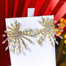 Dangle Earrings Kellybola Luxury Shiny Fireworks CZ Stud For Women Wedding Cubic Zircon Crystal Bridal Earring Fashion Jewellery