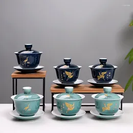 Teaware Sets Chinese Traditional Gaiwan Tea Set Exquisite Flower And Bird Pattern Teacup Porcelain Teapot Cup