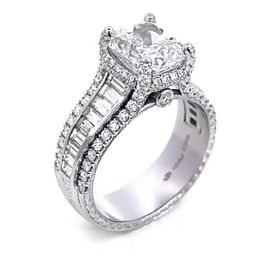 Choucong Unique Wedding Rings Luxury Jewelry 925 Sterling Silver Cushion Shape White Topaz CZ Diamond Gemstones Eternity Party Wom2546