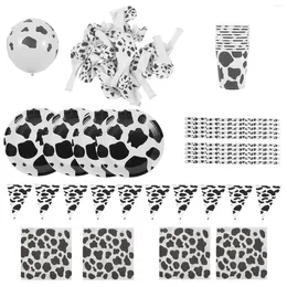 Disposable Dinnerware Cow Birthday Party Supplies Set Paper Plates Napkins Cups Tableware Balloons Pennant Shower 71pcs