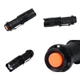 Flashlights Three Gear Adjustable Flashlight Led Strong Light Mini Stretch Zoom Black Aluminium Alloy Lamp Outdoors Camp Torch Compact Otcgc