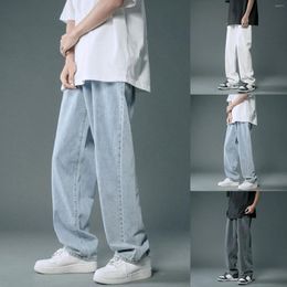 Men's Jeans 2024 Washed Summer Loose Straight Trend Ice Silk Denim For Men Wide Leg Daddy Pants Tide Trousers