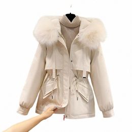 women Winter Warm Thickened Loose Fleece Parka Wool Collar Zip Up Hooded Coat Jacket Padded Outwear Ladies Short Cott Jacket S9xA#