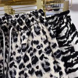 Women's Shorts New Leopard Print Loose Womens Casual Wide Leg Pant Elastic High Waist Hot Girl Pants Spring and Summer Fashion 240329