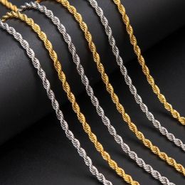 2 3 6mm Rope Chain 316L Stainless Steel Cool Mens Polishing Biker Necklace Chains223F