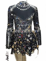 raquel Mirror Party Dr Black Stretch Stage Dance Dr Nightclub Party Celebrate Dr Women Dancer Performance Clothes n3qE#