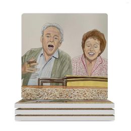 Table Mats All In The Family Ceramic Coasters (Square) Bulk Holder Set Cute