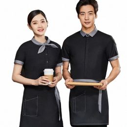 hot Pot Fast Food Waiter Overalls Summer Waiter Work Clothes Tea House Restaurant Waiter Uniforms Short Sleeve Coffee Shop x67q#