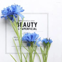 Decorative Flowers 3 Forks/Bouquet Artificial Silk Flower Simulated Cornflower Fake Plant Wedding Party Home Decor Crafts Pography Props