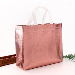 Storage Bags Shopping Laser Glossy Reusable Grocery Bag Tote With Handle Non-woven Gift Favor Goodie Wholesale