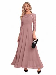 UnithorseエレガントなCtrast Lace Chiff Bridesmaid Dr W39m＃