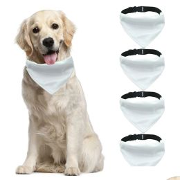 wholesale Sublimation Blanks Blank Dog Scarf Collar White Triangle Pet Bandana With Adjustable Buckle For Dogs And Cats Drop Dhich LL