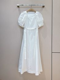 Early spring women's pleated poplin cotton medium length dress
