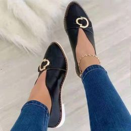 Casual Shoes Pointed Toe PU Loafers Solid Autumn Women's On Sale 2024 High Quality Slip-on Flat With Low-heeled