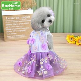 Dog Apparel Pet Clothing Cat Lace Skirt Luxury High-end Teddy Bichon Chihuahua Small And Medium 3D Flower Princess Dress