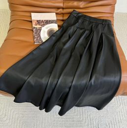 Skirts Leather Half Skirt High Waist Design Casual Fashion 2024 Fall 1216