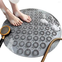 Bath Mats 55X55cmTextured Surface Round Non Slip Shower Mat Anti With Drain Hole In Middle For Stall Bathroom Floor