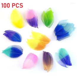 Decorative Flowers 100 Pcs Dual Color Gradient Dry Leaf Flower Material Mobile Phone Case Bracelet With Adhesive Filling DIY Handmade