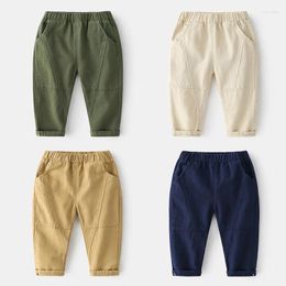 Trousers Kids Mid-Waist Long Pants Spring Boys' Casual Tapered Comfortable Soft Cotton Elastic Waist Ages 3-8 4 Colors