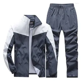 Men's Tracksuits Sportswear Suit Fashion Tracksuit Male Casual Active Sets Spring Autumn Running Clothing 2PC Jacket Pants Asian Size