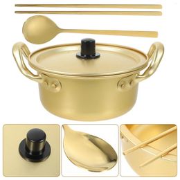 Double Boilers Instant Noodle Pot Korean Ramen Cooking Aluminium Non Stick Stock Cookware Metal Chopsticks