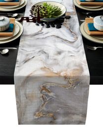 1pcs Abstract Marble Texture Modern Table Runners For Wedding Party Chirstmas Cover el Home Decoration 240322