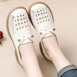 Casual Shoes CICIYANG Full Cowhide Thick-soled Hole Summer Women Sandals 2024 Ladies Hollow Mesh Non-slip Mother 41