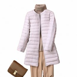 2023 New Autumn Winter Ultralight Women Lg Duck Down Coats Korean Style O-Neck Feather Liner Collarl Puffer Jackets E9Mh#