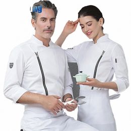 unisex Black Chef Uniform Lg Sleeve Kitchen Cooking Jacket Catering Service Hotel Cafe Bakery Barber Shop Waiter Work Shirt e6Au#