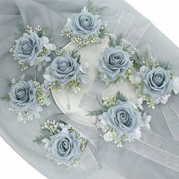 wedding Boutniere Silk Roses Corsage Wrist Bridesmaid Bracelet Frs Groom Butthole Suit Broche accesorios de boda d7x9#