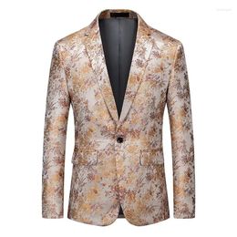 Men's Suits 2024 High Quality Fashion Personalised Printed Suit Coat Bar Youth Banquet Studio Slim Fit