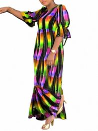 plus Size 5XL VONDA Summer Bohemian Dr 2024 Women Half Puff Sleeve Casual Vintage Maxi Vestidos Oversized Printed Lg Robe Y5ta#