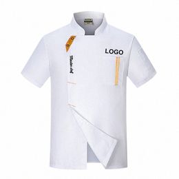 unisex Kitchen Cook Coat Short Sleeves Hotel Restaurant Catering Serve Chef Uniform Cafe Cake Shop Bakery Waiter Overalls Shirt v2TN#