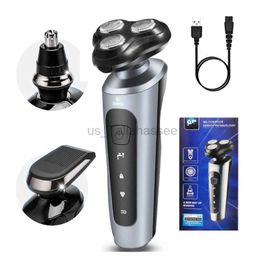 Electric Shavers Electric Razors Beard Shavers for Men Face 3 in1 Rotary Shavers Nose Sideburn Trimmer Cordless Rechargeable Shaving Kit 240329