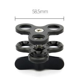 BGNING Aluminium CNC Camera Accessory Diving Ball Fixture Lights Arm Ball Butterfly Clip Triple Clamp Mount Adapter for Gopro 5 6